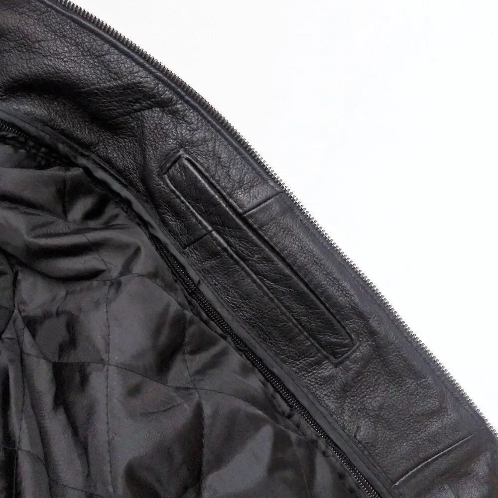 Vintage BIKER'S CLUB Leather Motorcycle Jacket‎ 80's Biker Moto Black Unisex XL